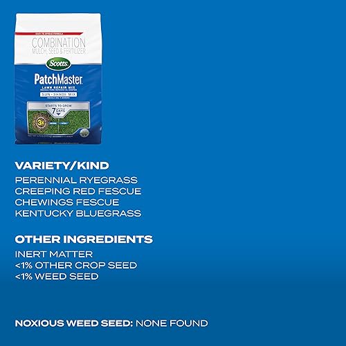 Miniatura 10 de Scotts PatchMaster - Mezcla de reparación de césped para sol y sombra  10 libras reparación todo en uno de puntos desnudos alimenta hasta 6 semanas