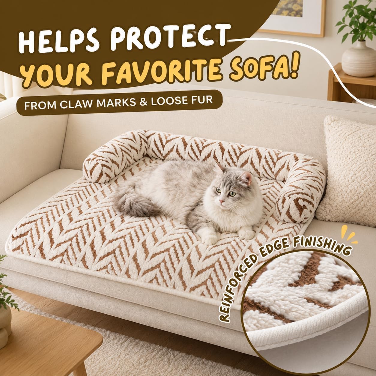 Tappetino per Cani e Gatti, Coperta Anti-Scivolo con Bordo Rialzato, Proteggi Divano per Mobili, Lavabile in Lavatrice, Cuscino spesso in Peluche,Per Razze Piccole e Medie，Grau：M-35.4x31.5x5.9