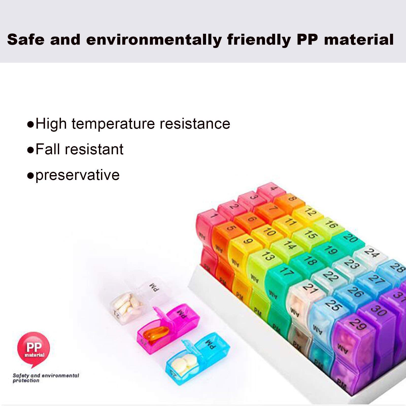 Pastillero organizador para tableta, 31 días, 2 veces con 32 compartimentos grandes, pastillero portátil para vitaminas, suplemento de aceites de pescado