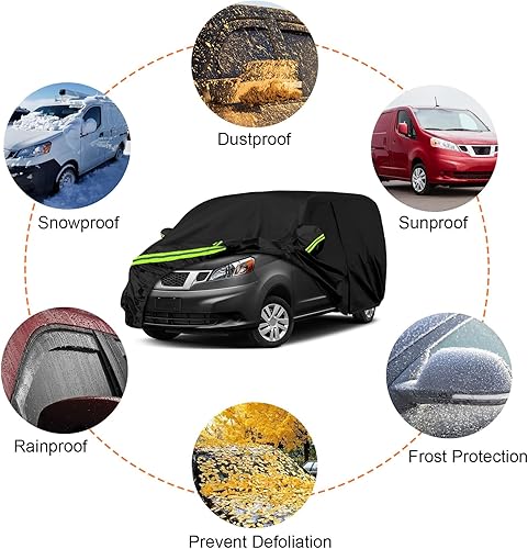 Miniatura 5 de Funda impermeable para automóvil compatible con Nissan NV200 2015-2021 para todo tipo de clima, 300D, con puerta con cremallera y cerradura para