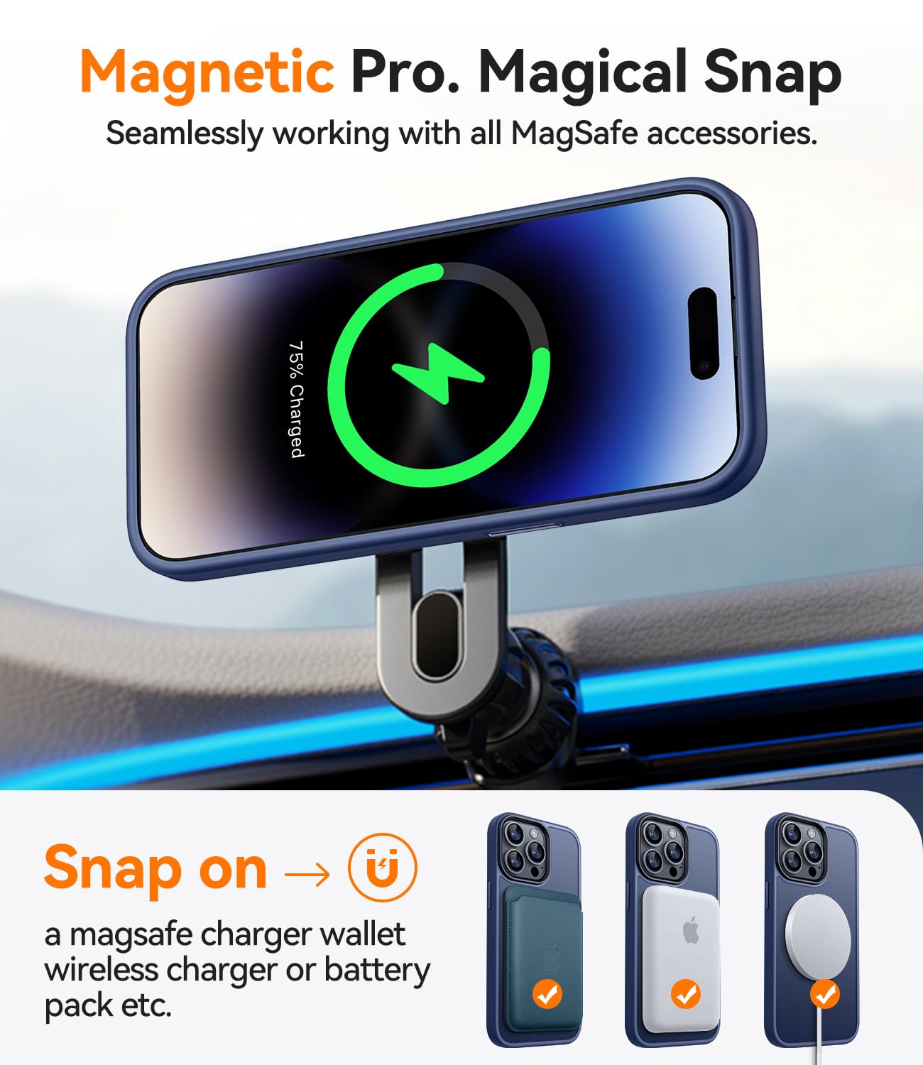 CANSHN Cover Magnetica Opaca per iPhone 14 Pro, [Compatibile con MagSafe] Custodia Traslucida Opaca Protettiva Sottile Antiurto 6,1 Pollici - Blu Scuro
