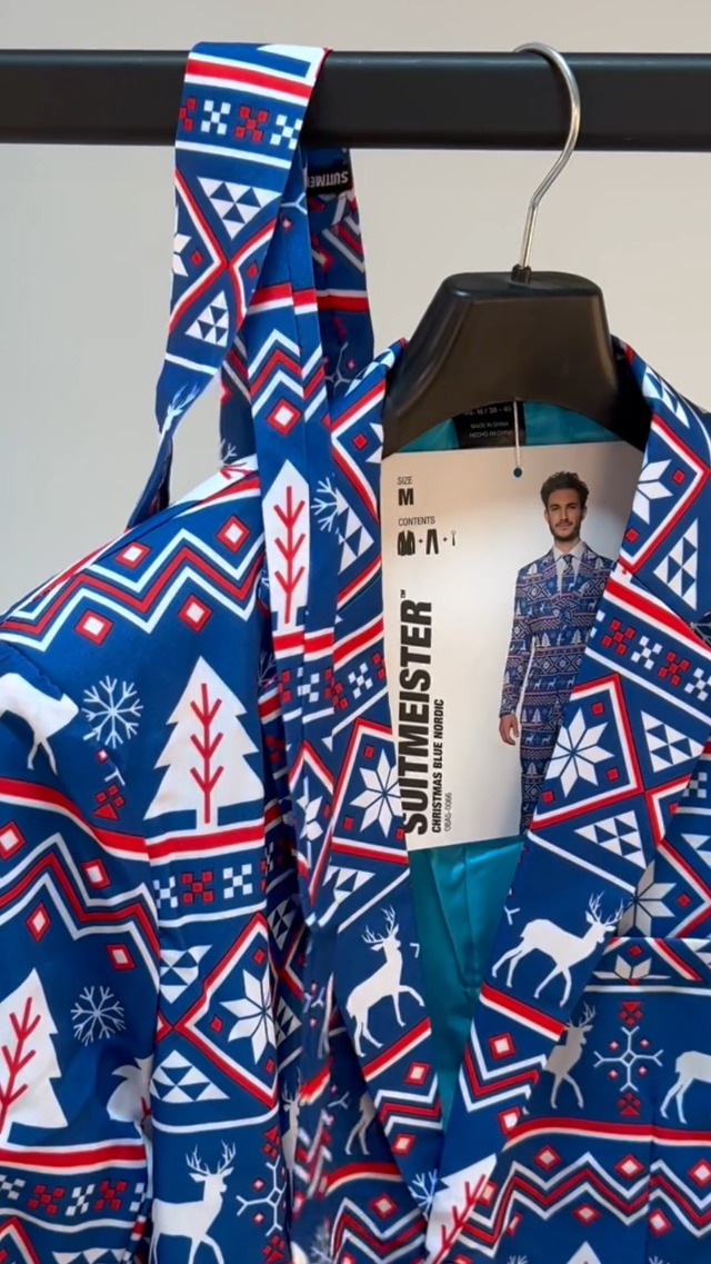 Suitmeister Men's Blue Christmas Blazer - Ugly X-Mas Holiday