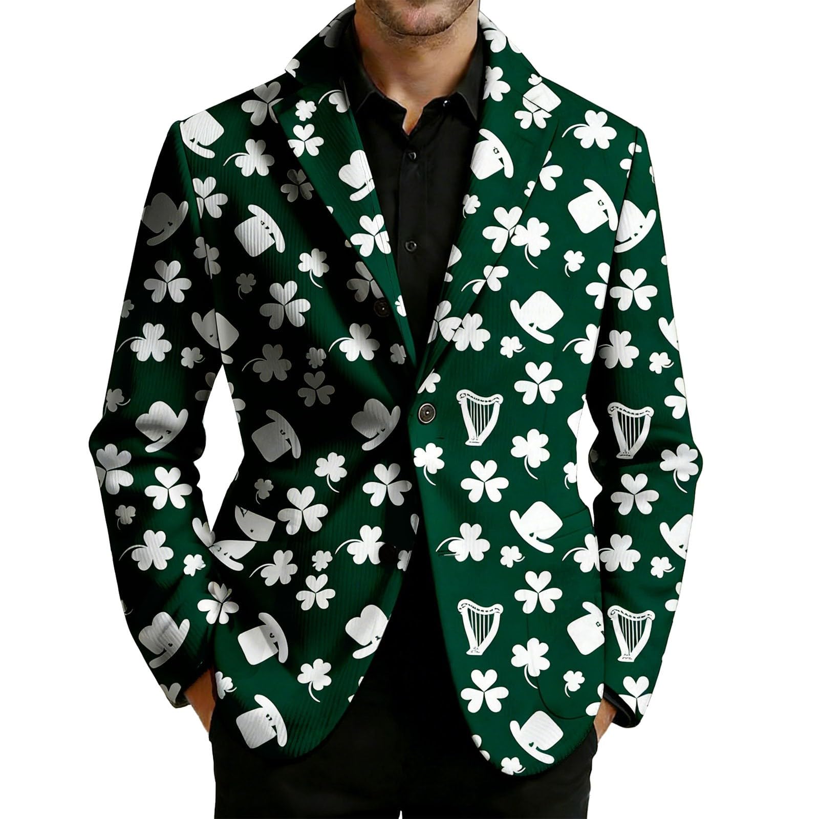 Elegante chaqueta de pana con estampado de esmoquin para hombre, estilo casual, para negocios y uso diario, discoteca (3)