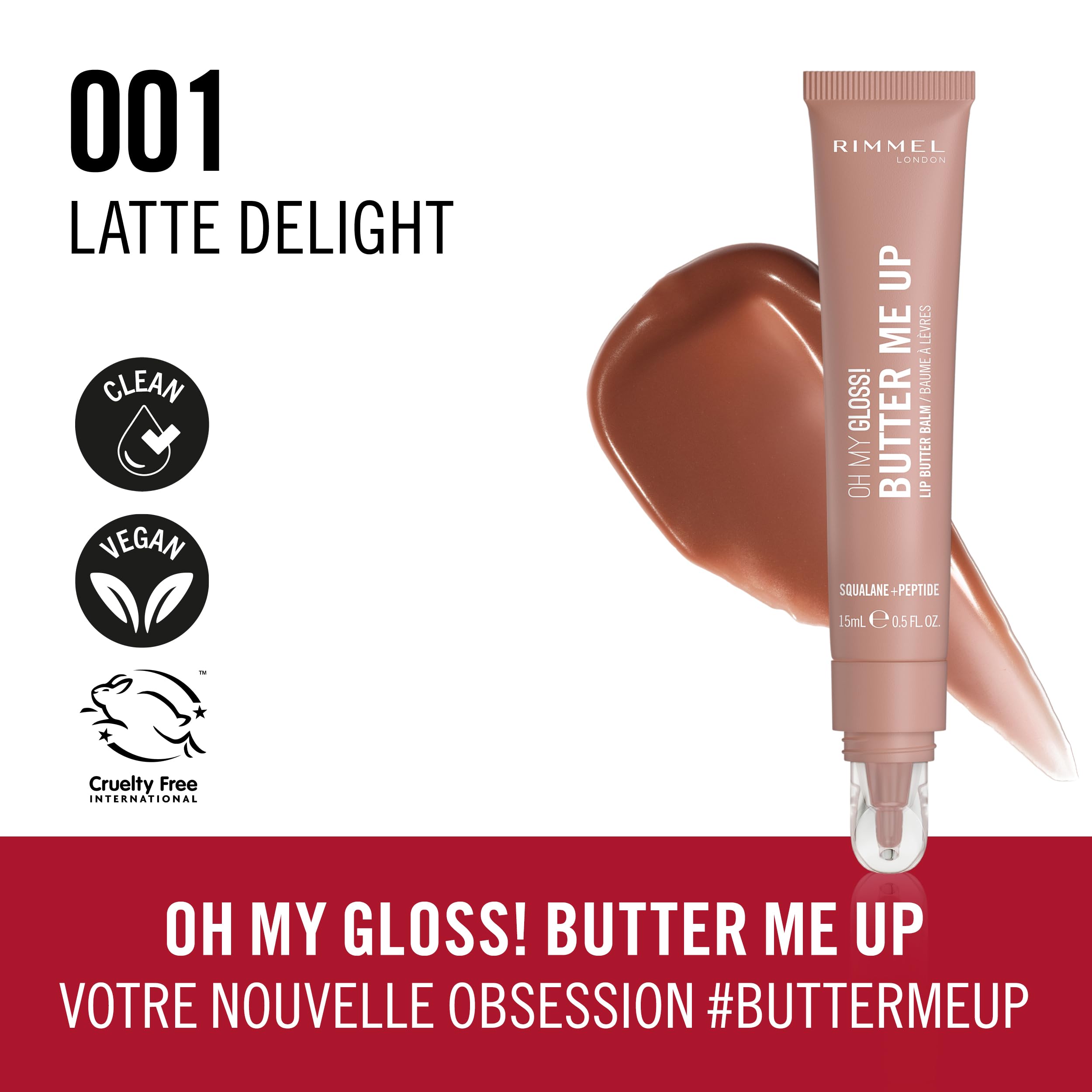 Rimmel London Oh My Gloss Butter Me Up Baume à lèvres - 002 - Latte Delight, 15 ml