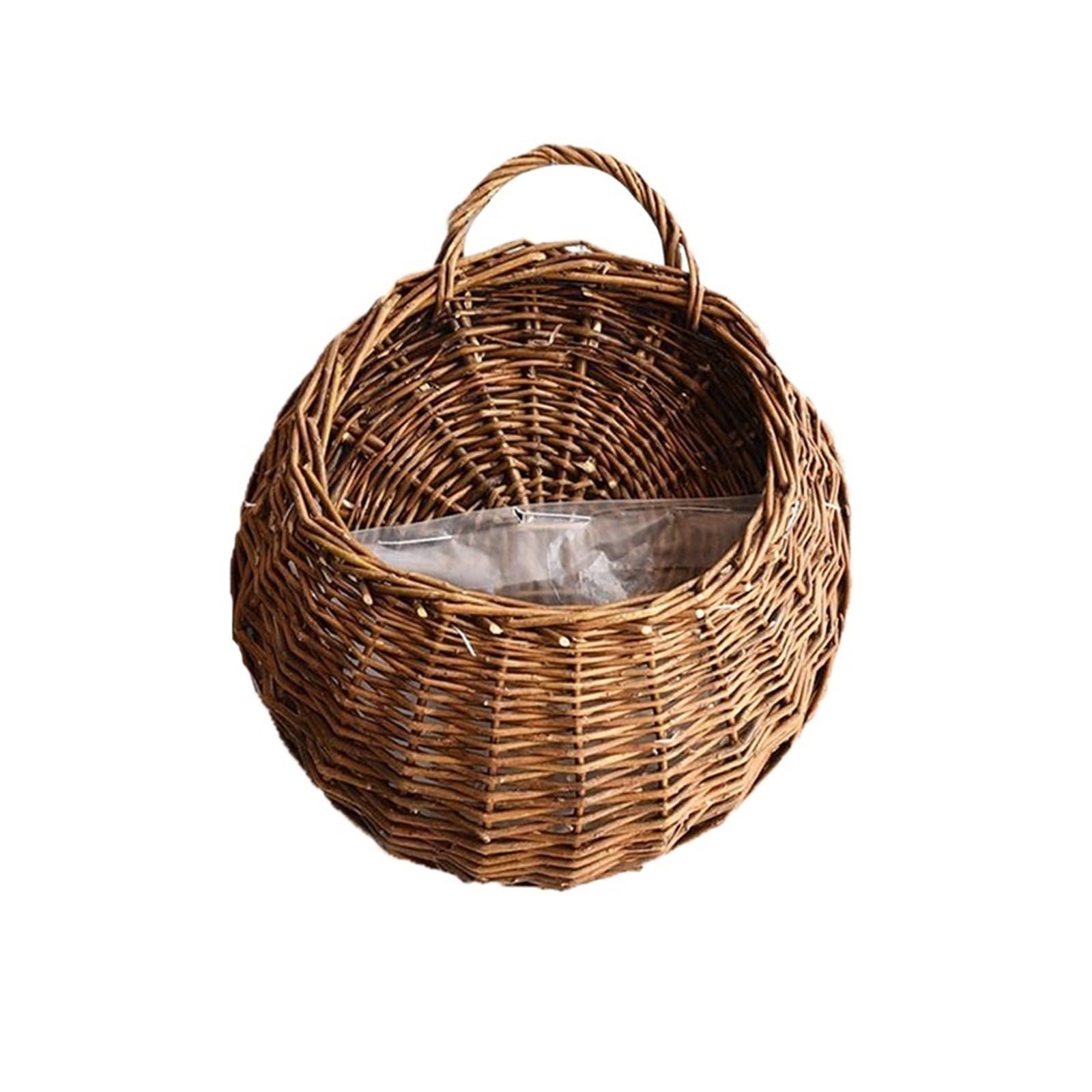 FJSNGPSBQPC Home Decor,Hand Made Wicker Rattan Flower Planter, Wall Hanging Rattam Basket, Garden Vine Pot Plants Holder(M)