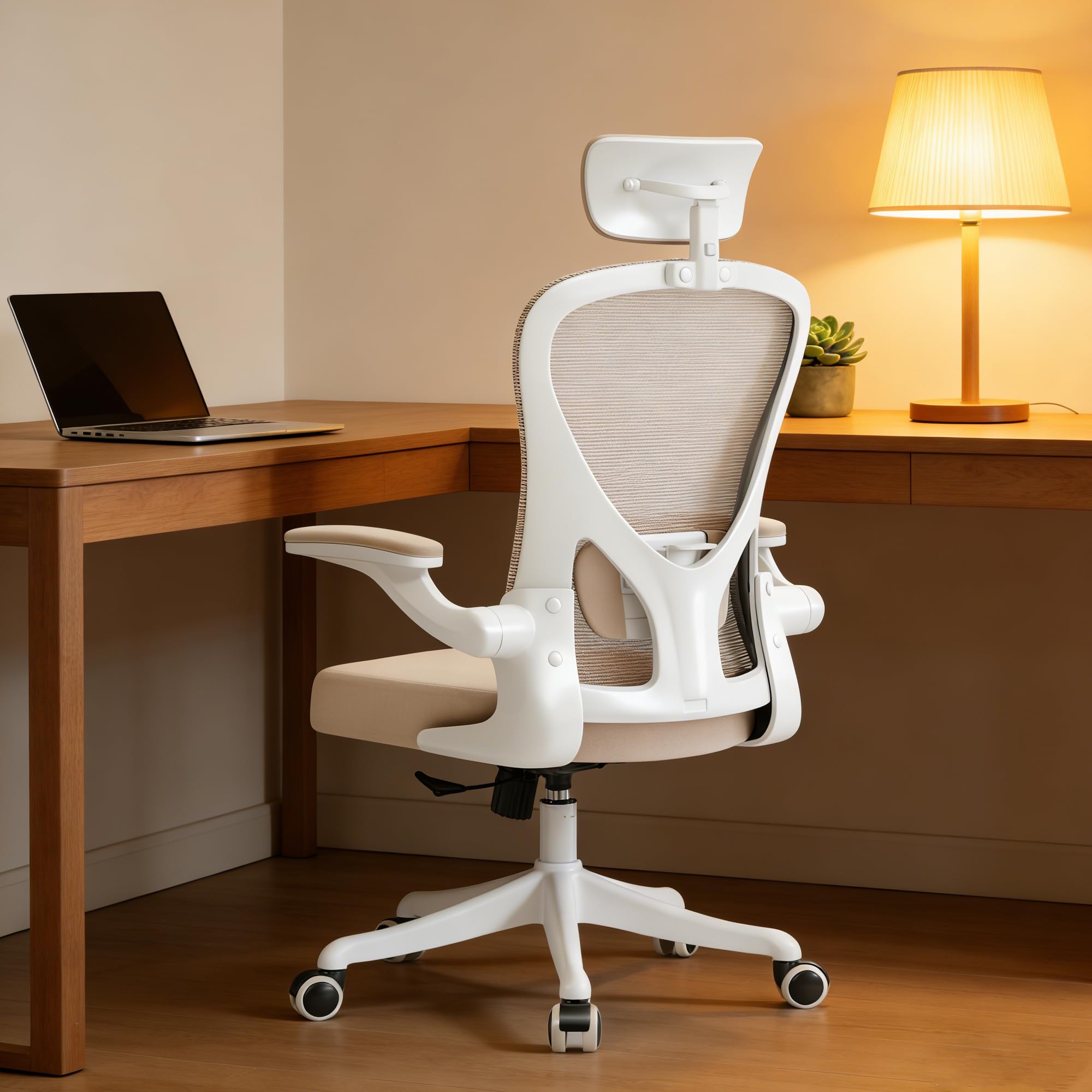 SICHY AGE Ergonomic Office Chair with Adjustable Lumbar Support & Flip-Up Armrests - High Back Computer Desk Chair with Thickened Seat Cushion,