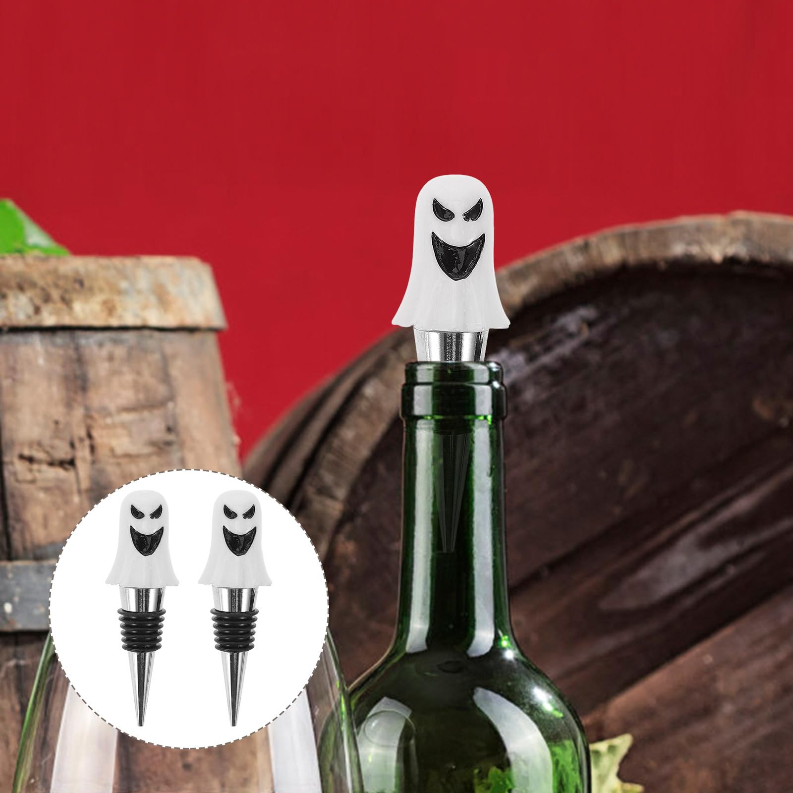 SHOWERORO 2 Pezzi Di Tappi Per Bottiglie Di Vino Riutilizzabili Lega Di Resistente Usura Tappi Per Bottiglie Di Halloween Design Unico