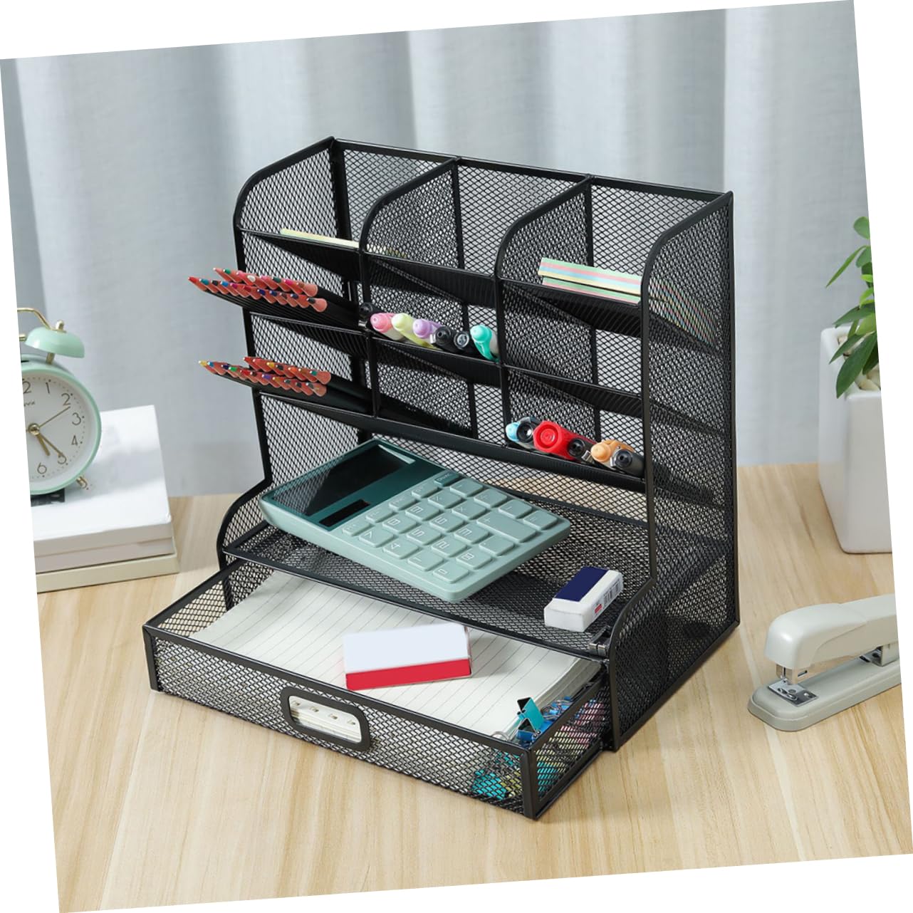 Operitacx Organizer per Articoli Artistici in Metallo Rete Portapenne da Scrivania per Penne Matite Forbici Contenitore Portaoggetti Organizer per Matite da Ufficio