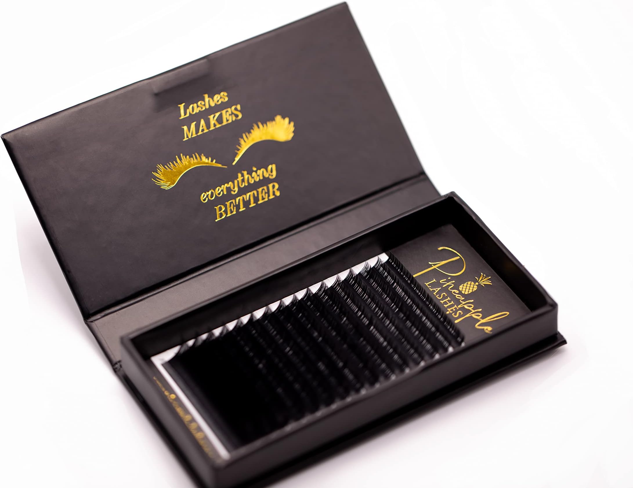 Eyelash Extensions Pineapple Lashes Curl C|D|CC 0,05 0,07 0,10 0,15 Real Deep Black Colour Silk Korean Handmade Professional/Beginners Lash Makeup Artist Easy Fan Fluffy Effect 16 Rows Tray(C0,05 9mm)