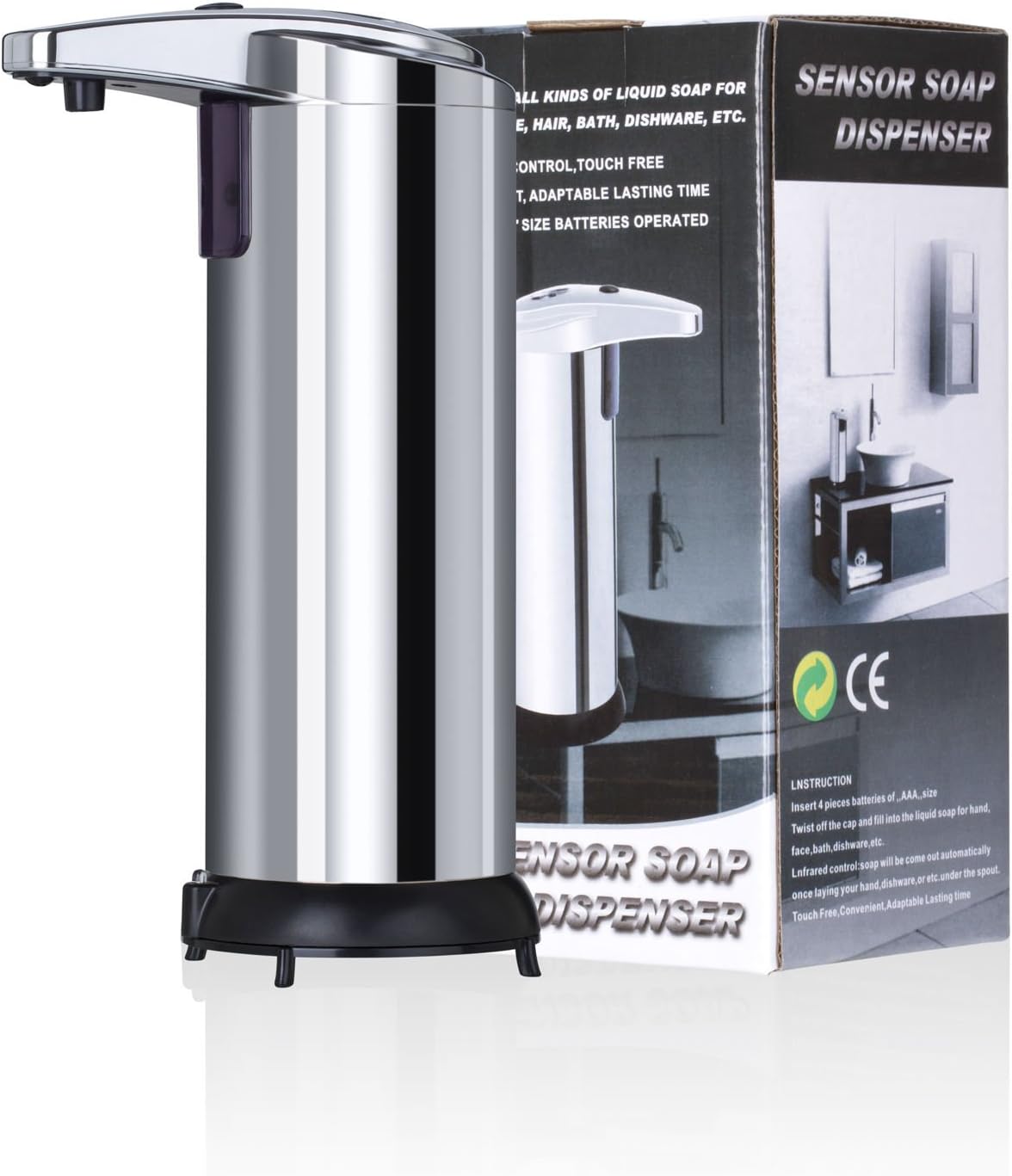 Stainless Steel Hands Free Automatic IR Sensor Touchless Soap Liquid Dispenser with Waterproof Case Best for Bathroom or Kitchen Sink by eStoreShop