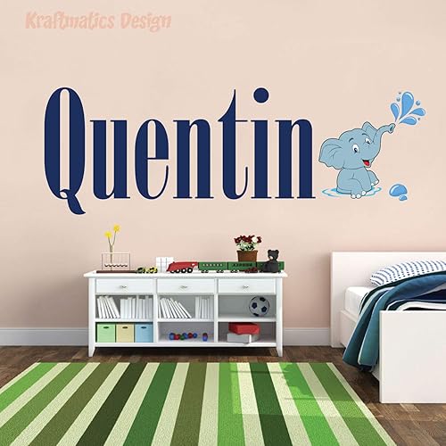 Miniatura 2 de Ellephant - Calcomanía de vinilo para pared de habitación del bebé, para decoración del hogar. (pequeño 23 pulgadas de ancho x 10 pulgadas de alto)