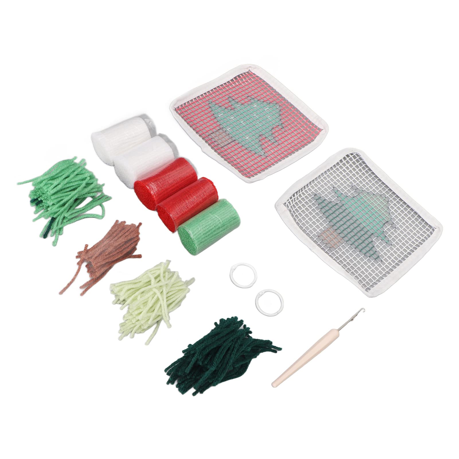 Juroupi Latch Hook Rug Kit, Enough Quantity Christmas Tree Pattern Latch Hook Cup Mat Soft Rich Color for Decoration