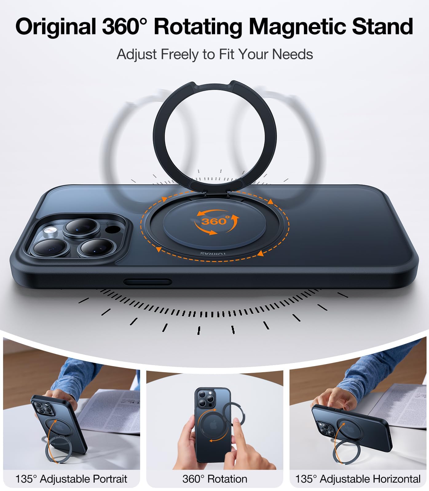 TORRAS 360° Rotatable Ring for iPhone 15 Pro Max Case, MagSafe
