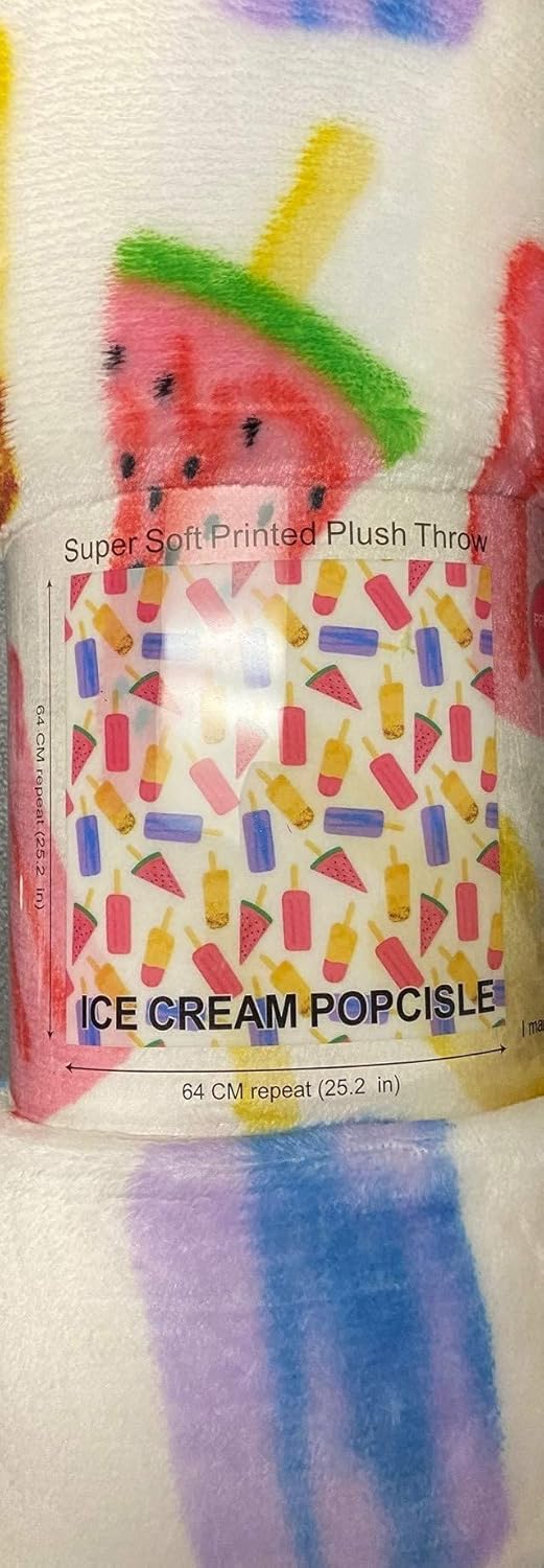 Summertime Fun Extra Soft Throw Blanket (50" X 60") - Ice Cream, Popsicles & Watermelon for Boys and Girls and Kids of Any Age