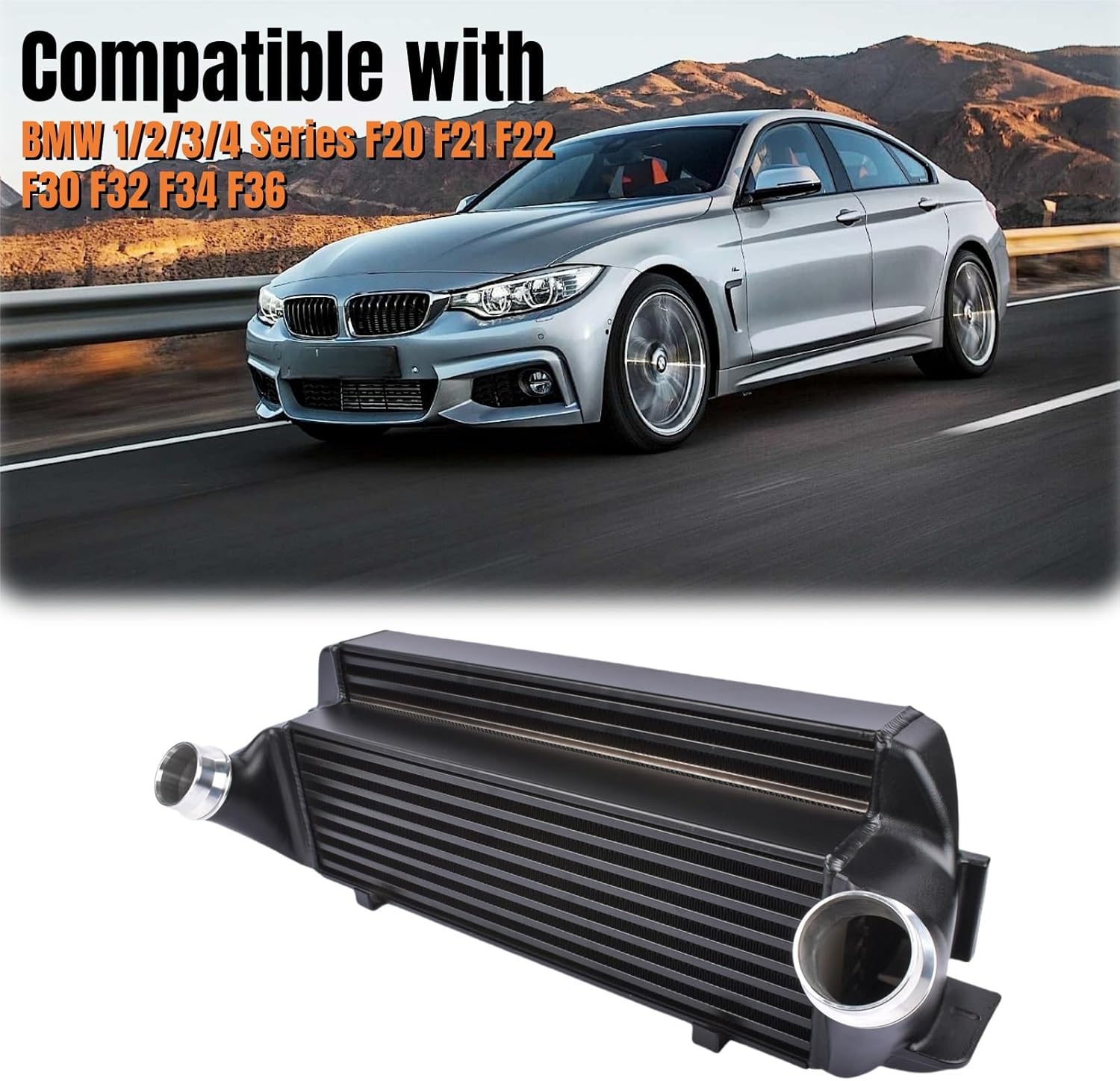 EVO II Intercooler Replacement for BMW M235i M2 328i 335i 428i 435i N20 N26 N47 N55 2012-2018, Black Mixizap