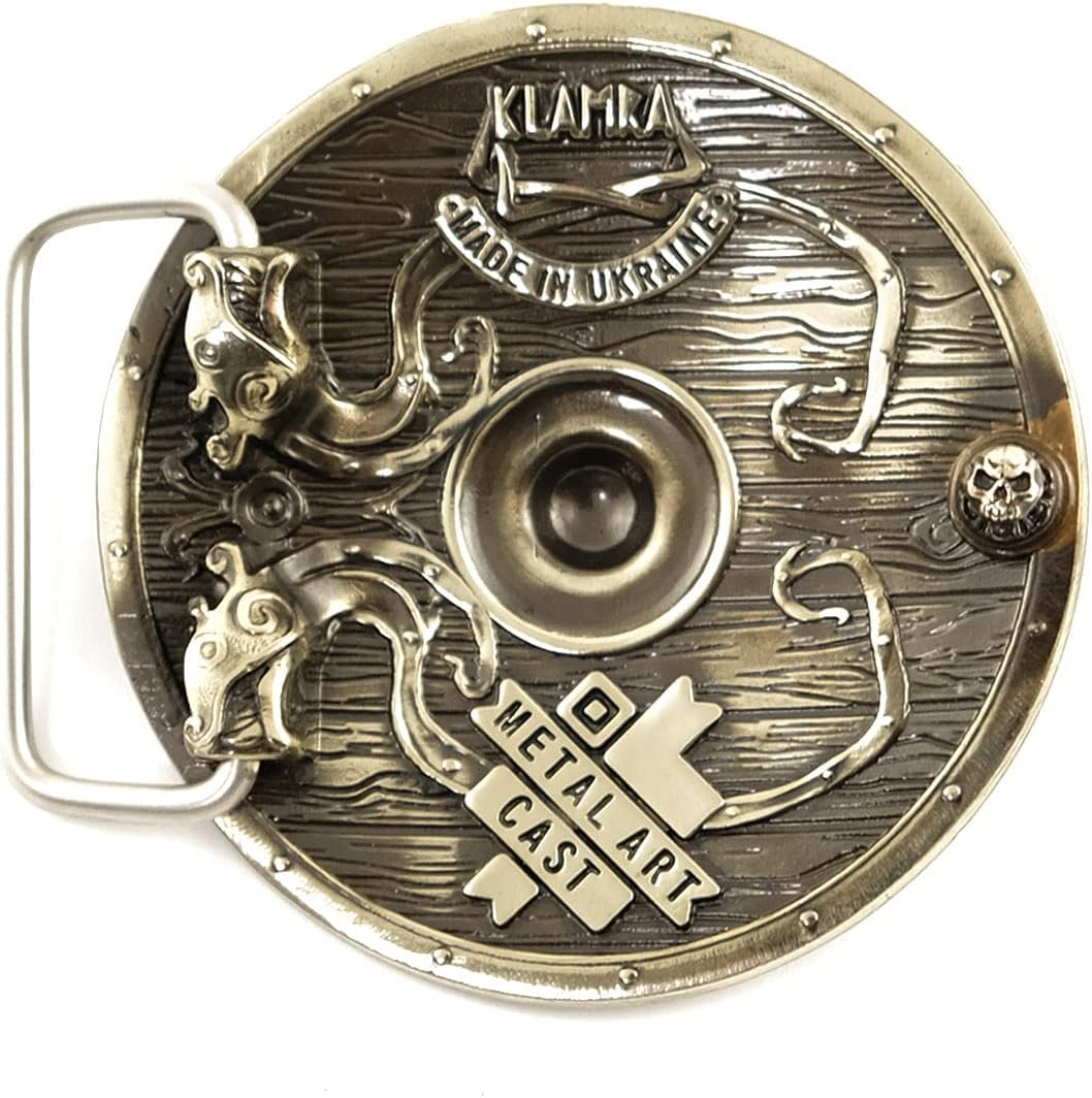 Viking Shield German silver belt buckle, Handmade Scandinavian warrior battle shield solid nickel silver belt buckle