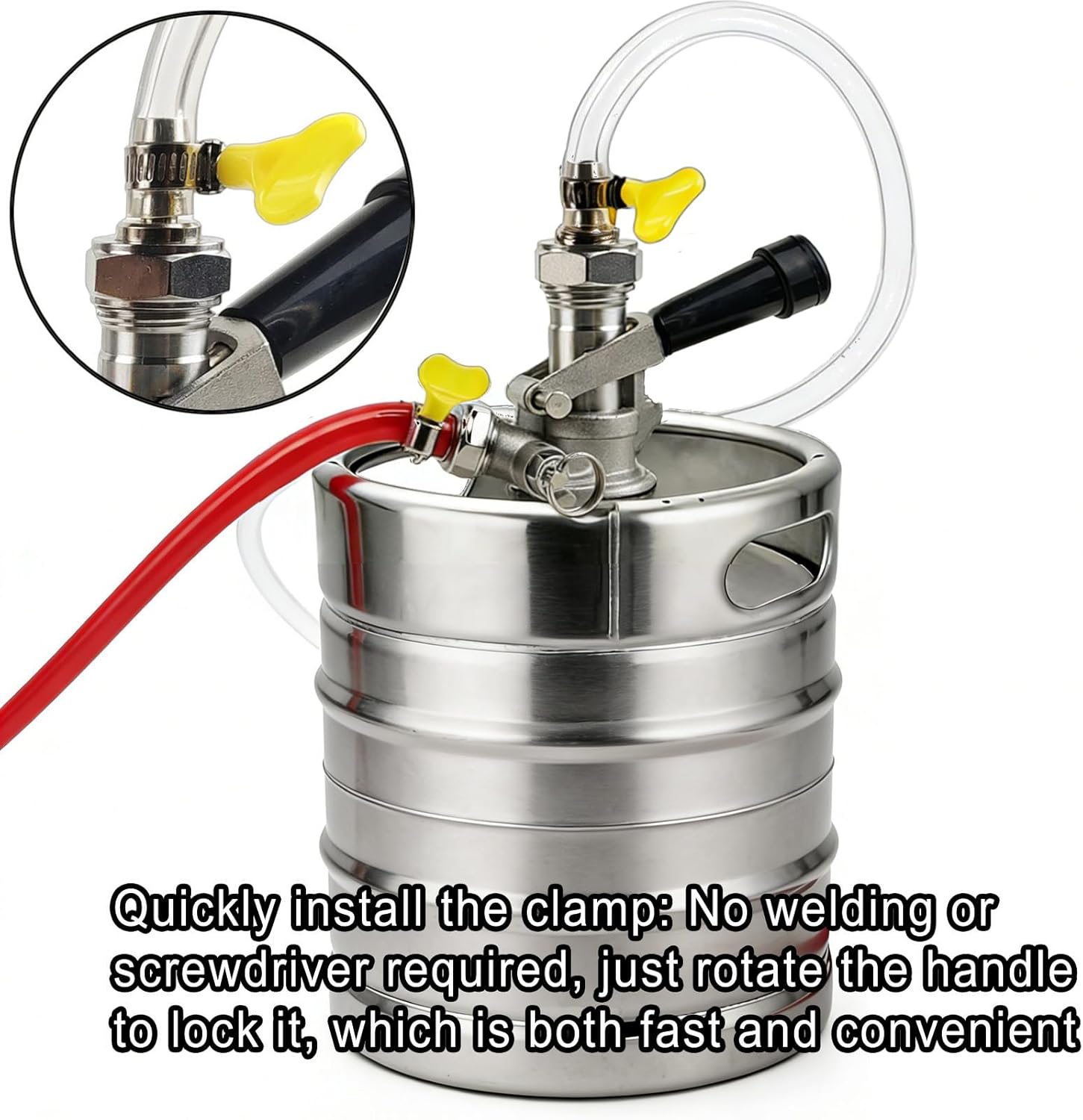 Clear PVC Beer Line Tubing, 3/16" ID x 7/16" OD, Food Grade Kegerator Hose with 2 Hose Clamps, Flexible Draft Beer Line for Homebrew, Bar, Kegerator, Beverage Dispensing Systems