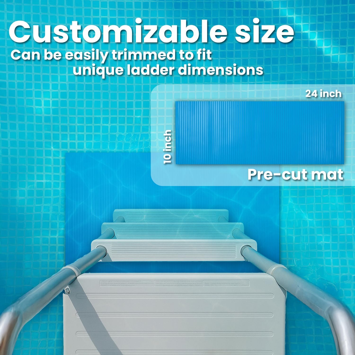 XtremepowerUS Swimming Pool Ladder Mat, 10" x 24" Inch Protective Pool Ladder Pad Step Mat Swimming Pool Step Pad for Above Ground Non-Slip Texture