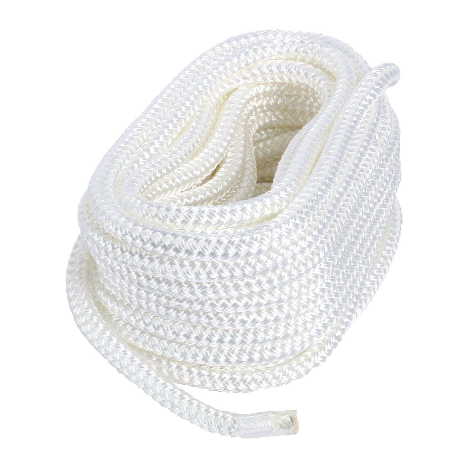 BOOMSTART 2 pezzi corda da ormeggio per barca da 16 mm con occhio in nylon doppio intrecciato, corda parabordi linee dock Ø 16 mm, L: 7,62 m, occhio 38 cm, carico di rottura: 3970 kg, bianco