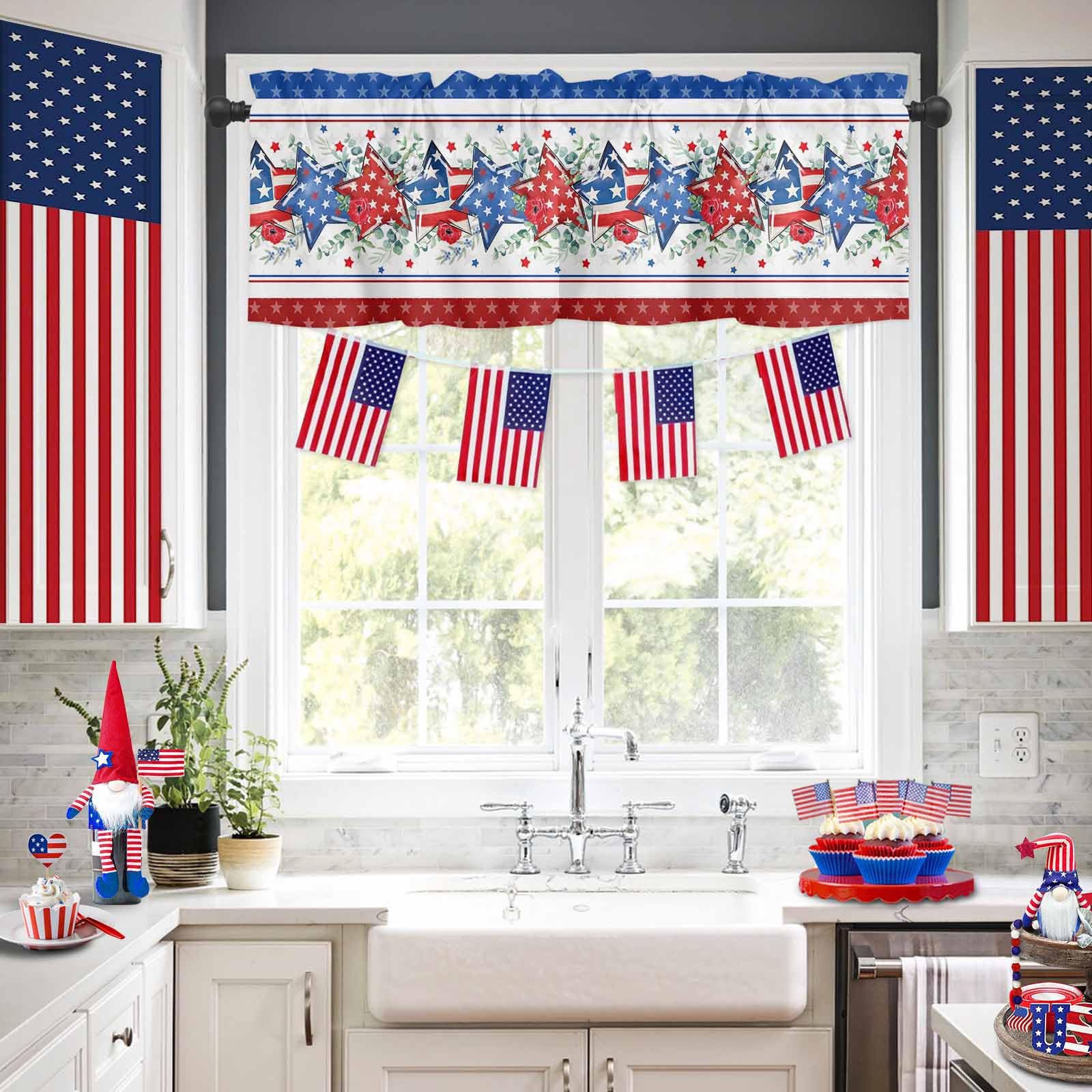 54x18 Inch Rod Pocket Curtains 2-Pack Patriotic Curtain Valances - Red  White Blue Star Pattern 54x18 Inch For 4th Of July Red White Blue Star  Valances, image size:1600x1600