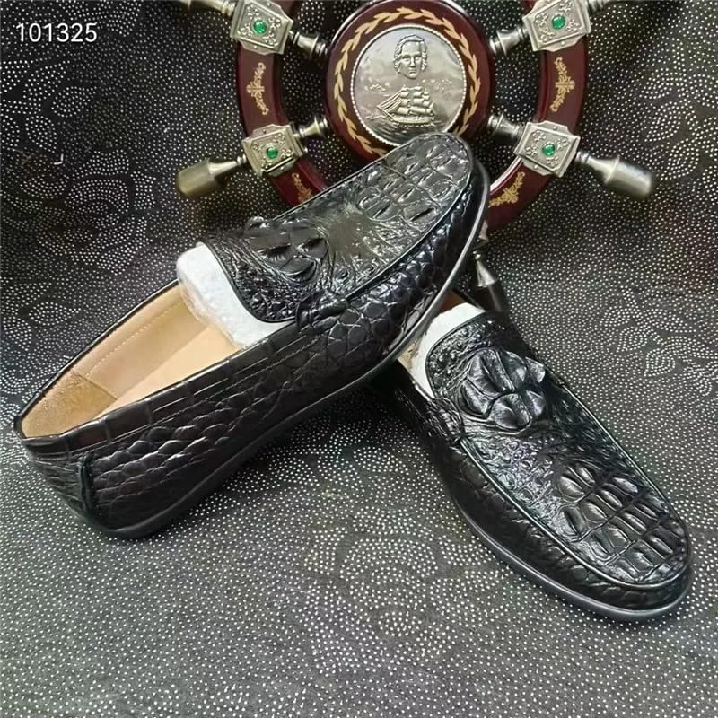 Authentic True Crocodile Skin Men's Casual Soft Moccasins Shoes Genuine Exotic Alligator Leather Male Chic Slip-on Flats3