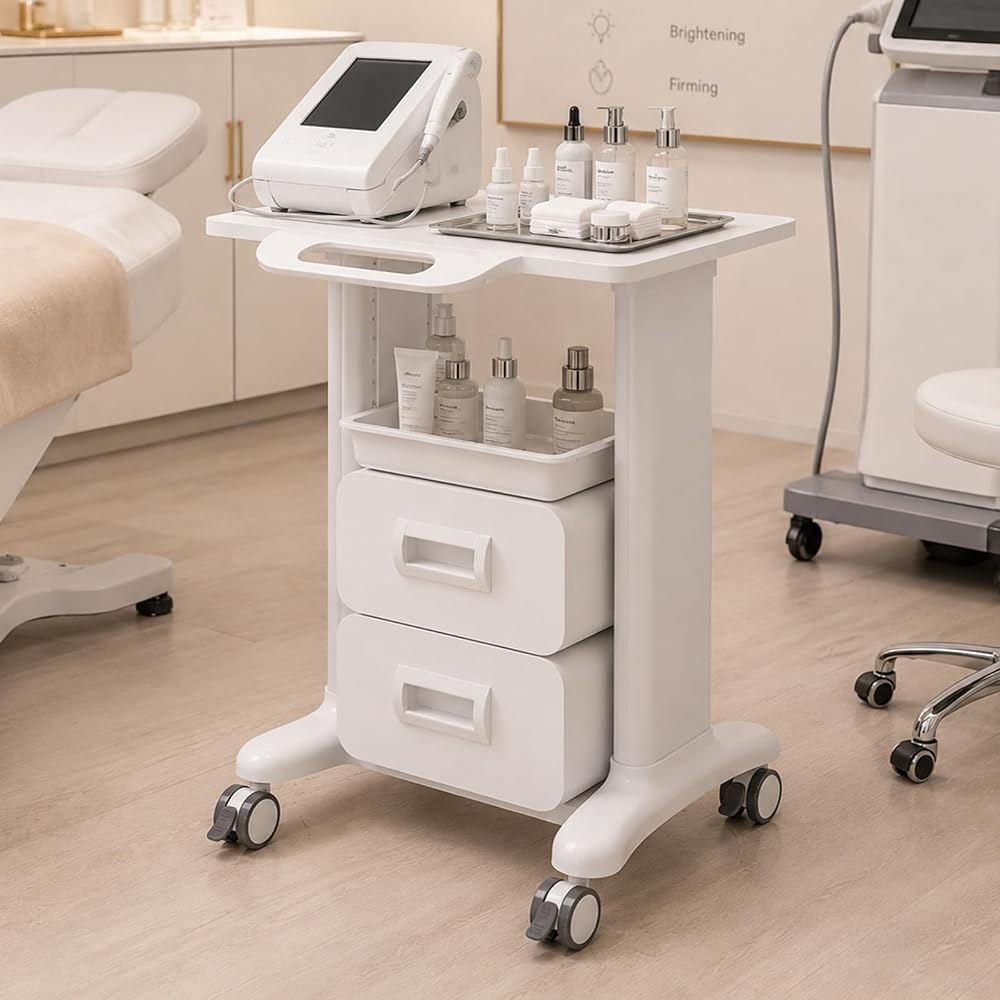 Medical Trolley Rolling Carts with Wheels and 2 Drawers 225-Lb Capacity — 사진 1