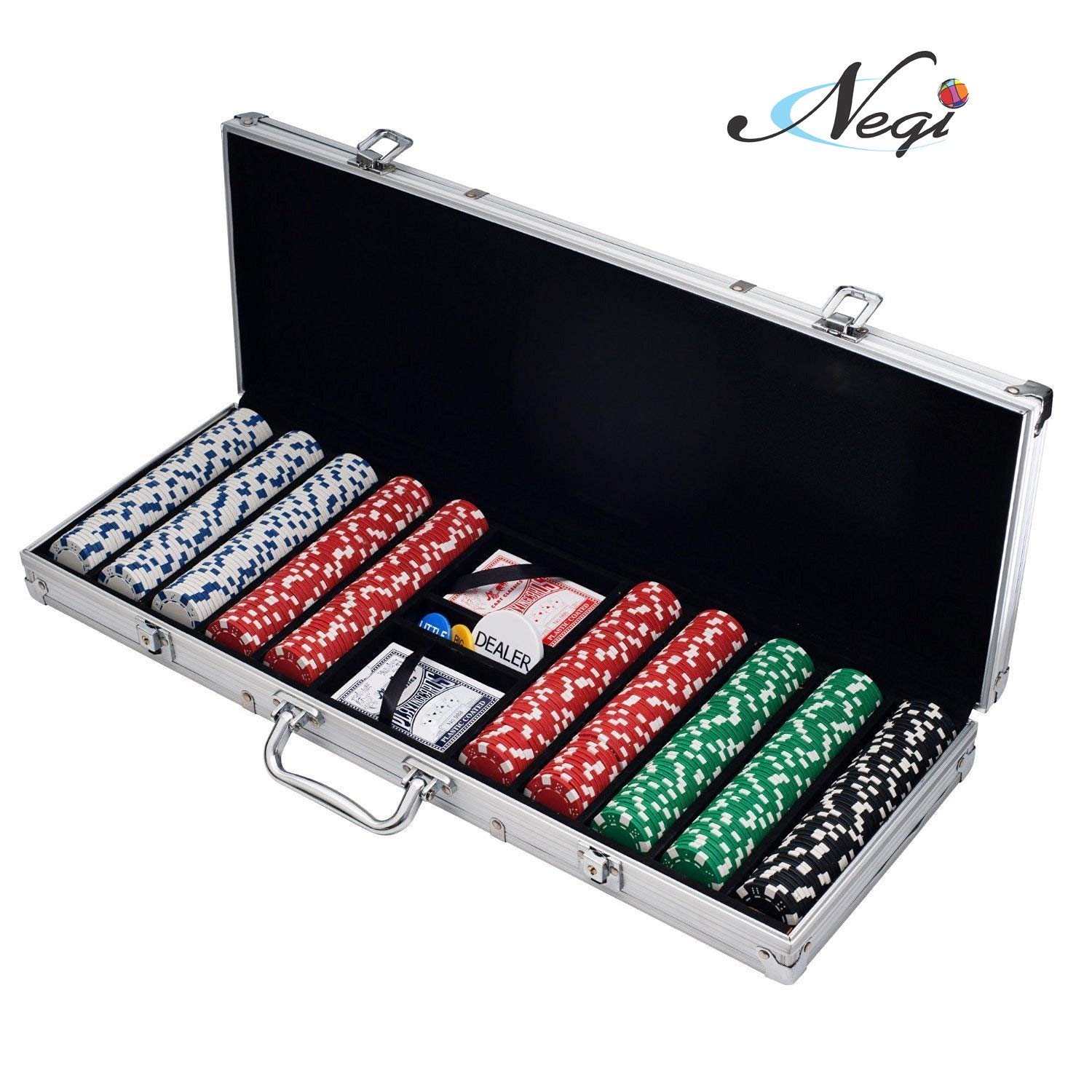 Negi Poker Chip Game Set with Aluminium Carry Case (500 Pieces) - Image 3 thumbnail