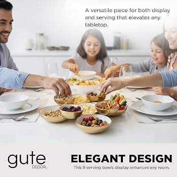 Amazon.com: Cluster of 9 Serving Bowls, One-Piece Set, Gold White