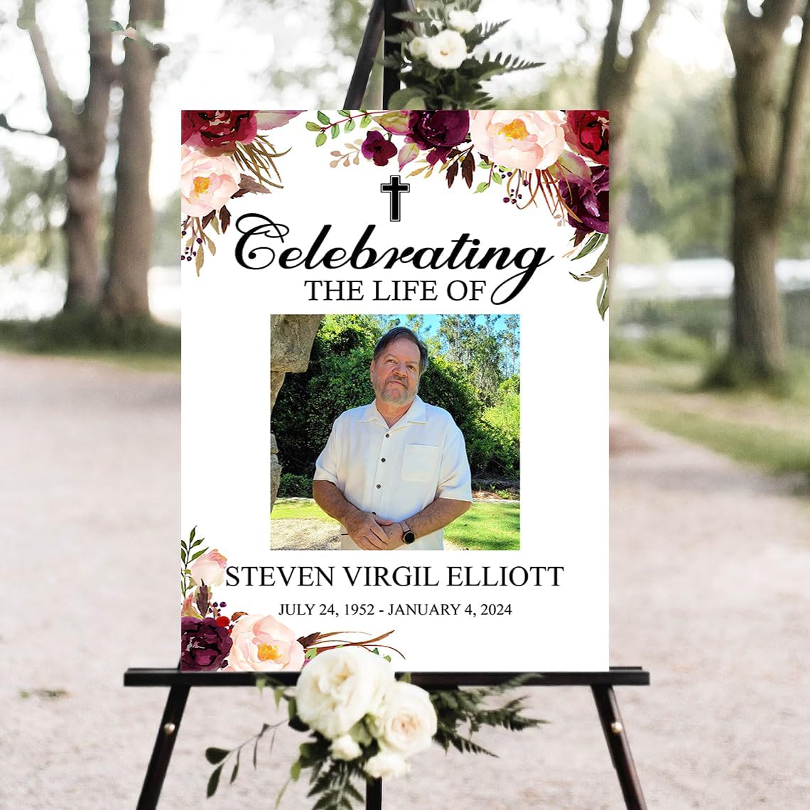 Personalized Funeral Sign Design, Memorial Sign, Happy Heavenly Birthday, In Memory of Sign, Memorial Birthday Sign, Plastic Sign Weatherproof, Printed Front & Back Options and Stand Option #99