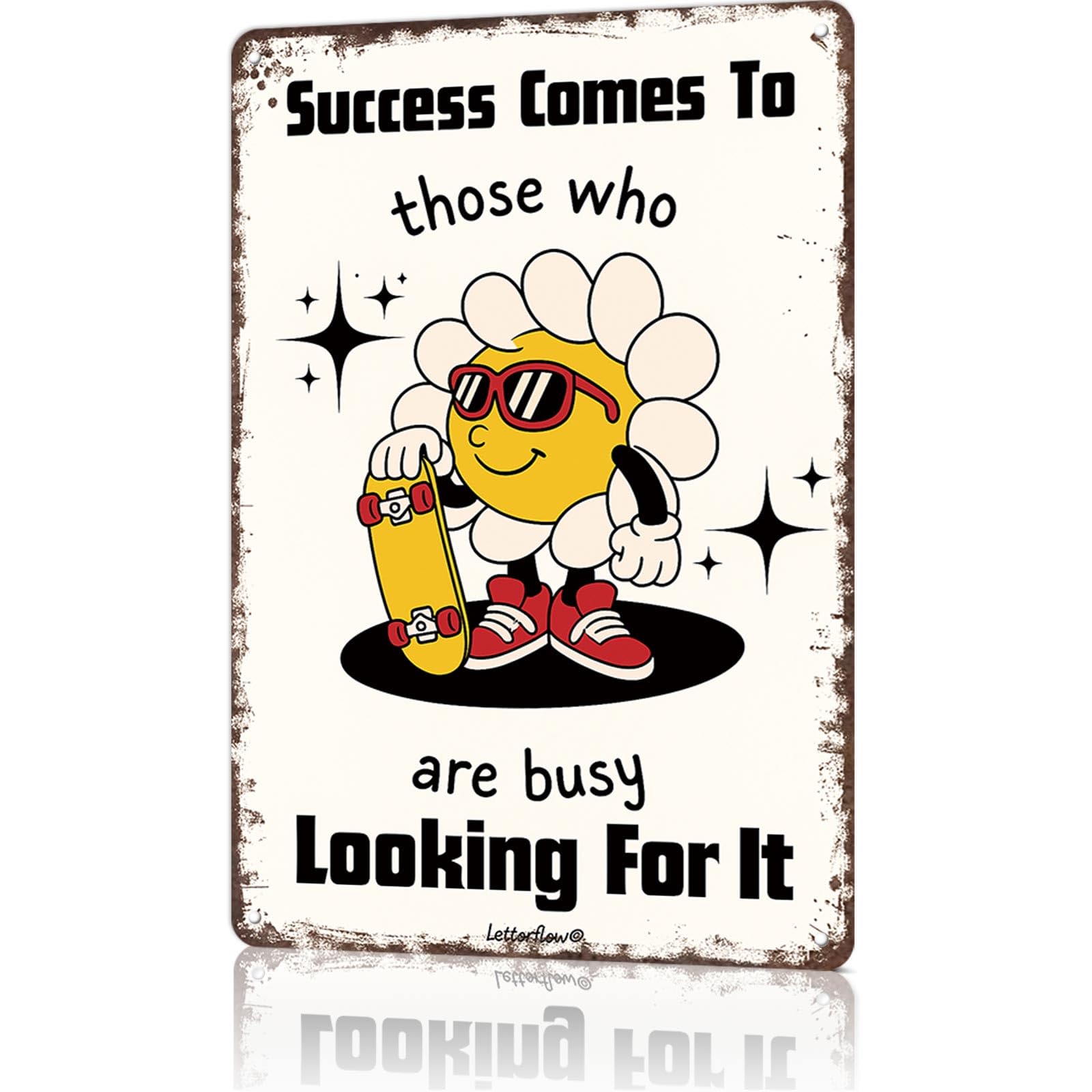 KWQDOZF Funny Metal Signs Poster 8x12inch Success Aluminum Sign Wall Art For Home Room Bedroom Office Decor