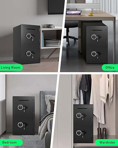 Miniatura 9 de Caja fuerte de seguridad digital impermeable de 5.0 pies cúbicos extra grande con ranura para depósito y caja de almacenamiento de metal con teclado