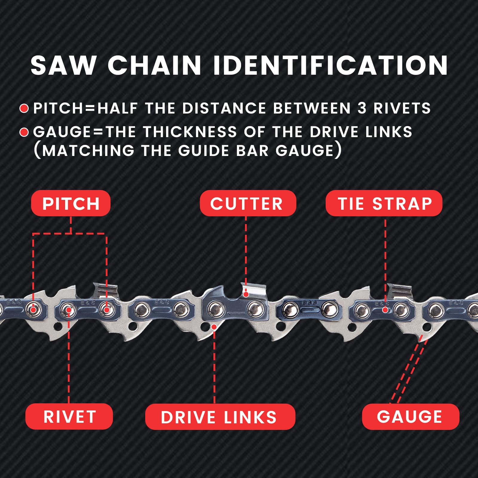 Chainsaw Chain - 3 Pack 18" LP Pitch -6