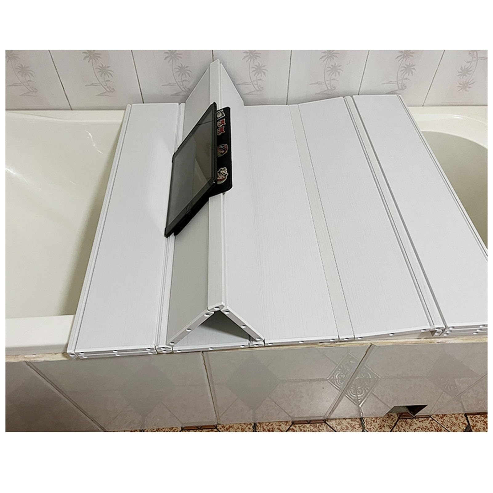 MYUYEE Foldable Bathtub Tray 1.2Cm Thick Pvc Dustproof Cover Insulated Bath Cover For Standard Size Bathtubs (Blanc-75X120X1.2Cm)