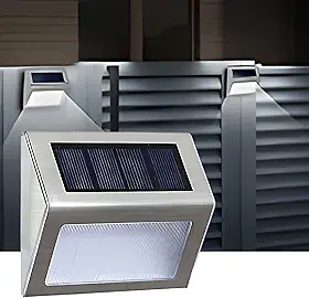 Kit 4 Arandela solar luminária slim inox lâmpada elegante para muro parede jardim corredor área externa (Branco Frio)