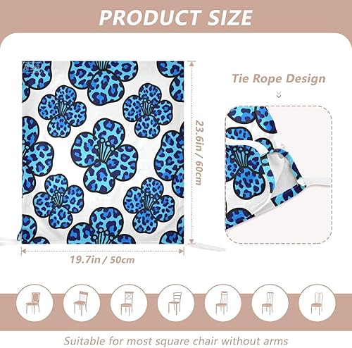 Miniatura 2 de Blue Flower Leopard Print Birthday Seat Cover for Classroom Chair Washable or Wedding Set of 2 Decoration Club Chair Cover protectores de sillas