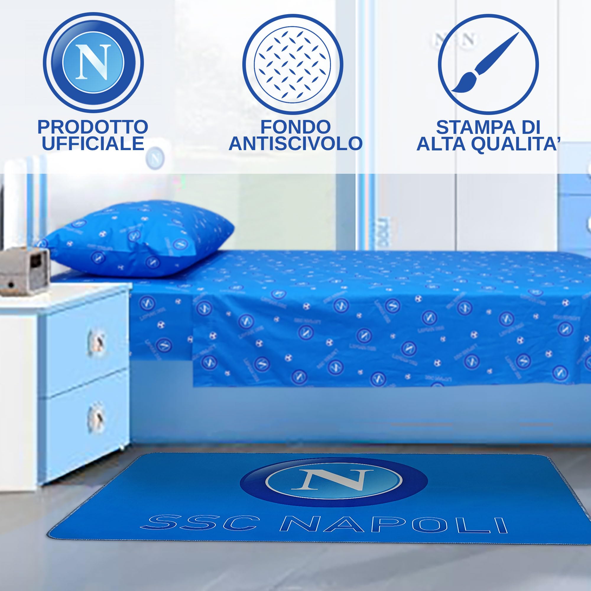 Tappeto antiscivolo Napoli Calcio Stampa 3D 80x120cm