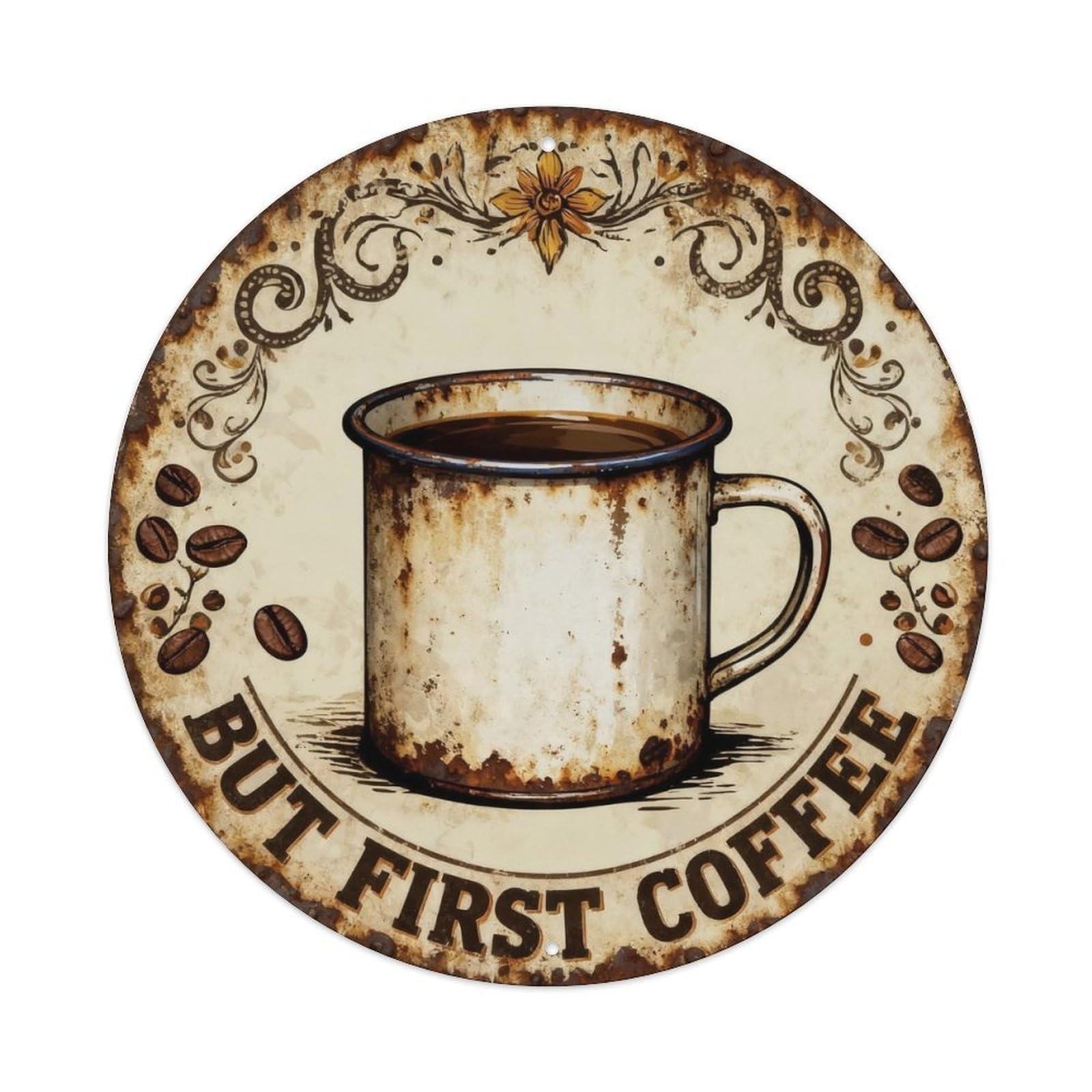 But First Cofffee Metal Tin Sign Plaque