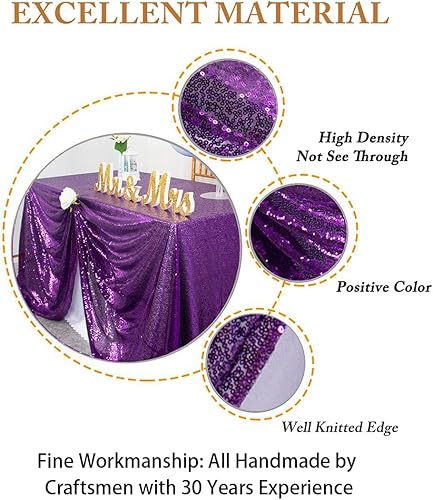 Miniatura 3 de ShiDianYi Mantel de Lentejuelas Rectangular 50x72 Pulgadas Manteles Morados para Fiestas Cubierta de Mesa Rectangular Sobremesa Tela de Lentejuelas