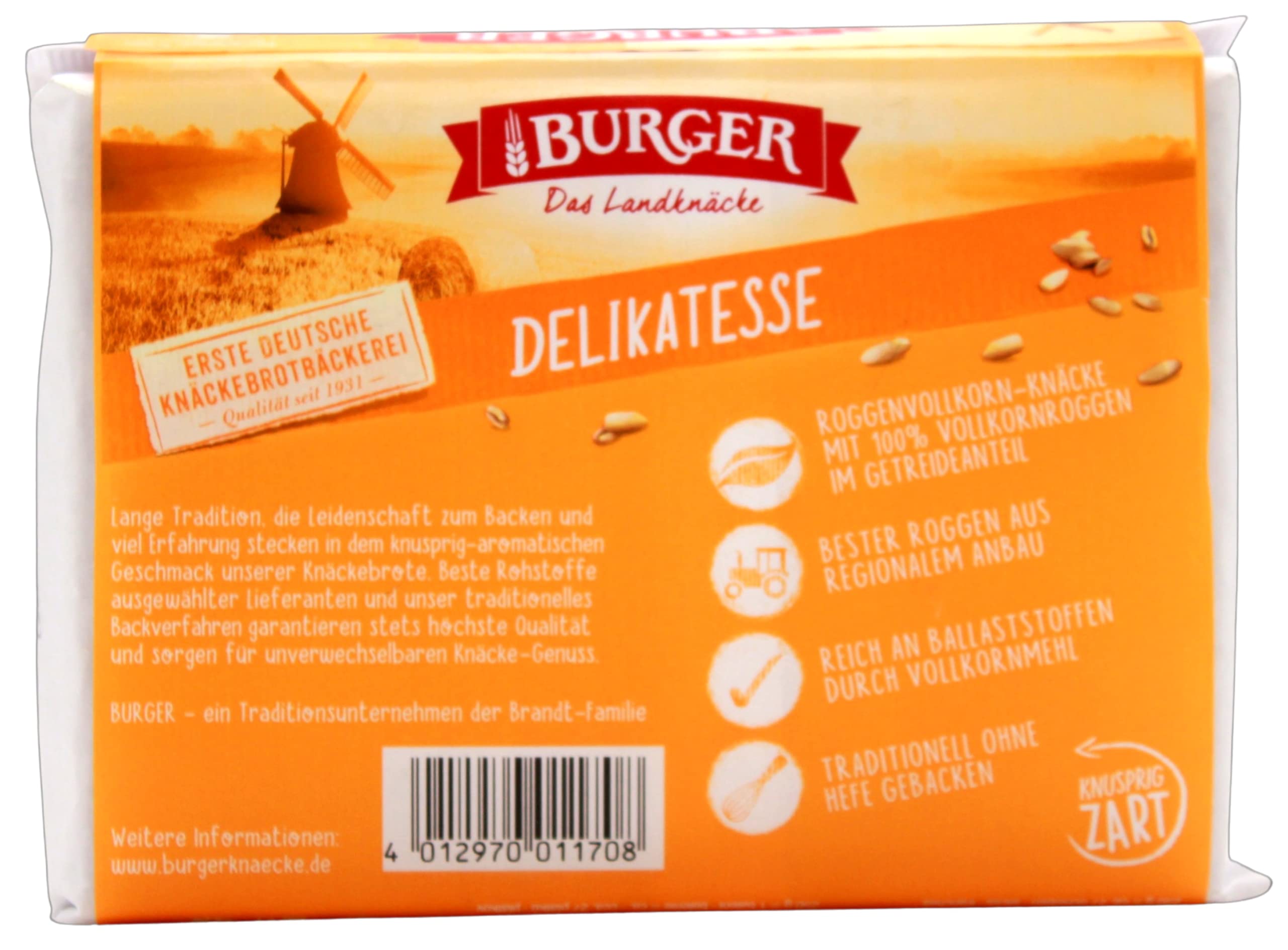 Burger Knäckebrot Delikatesse natürlich mild, 12er Pack (12 x 250g)