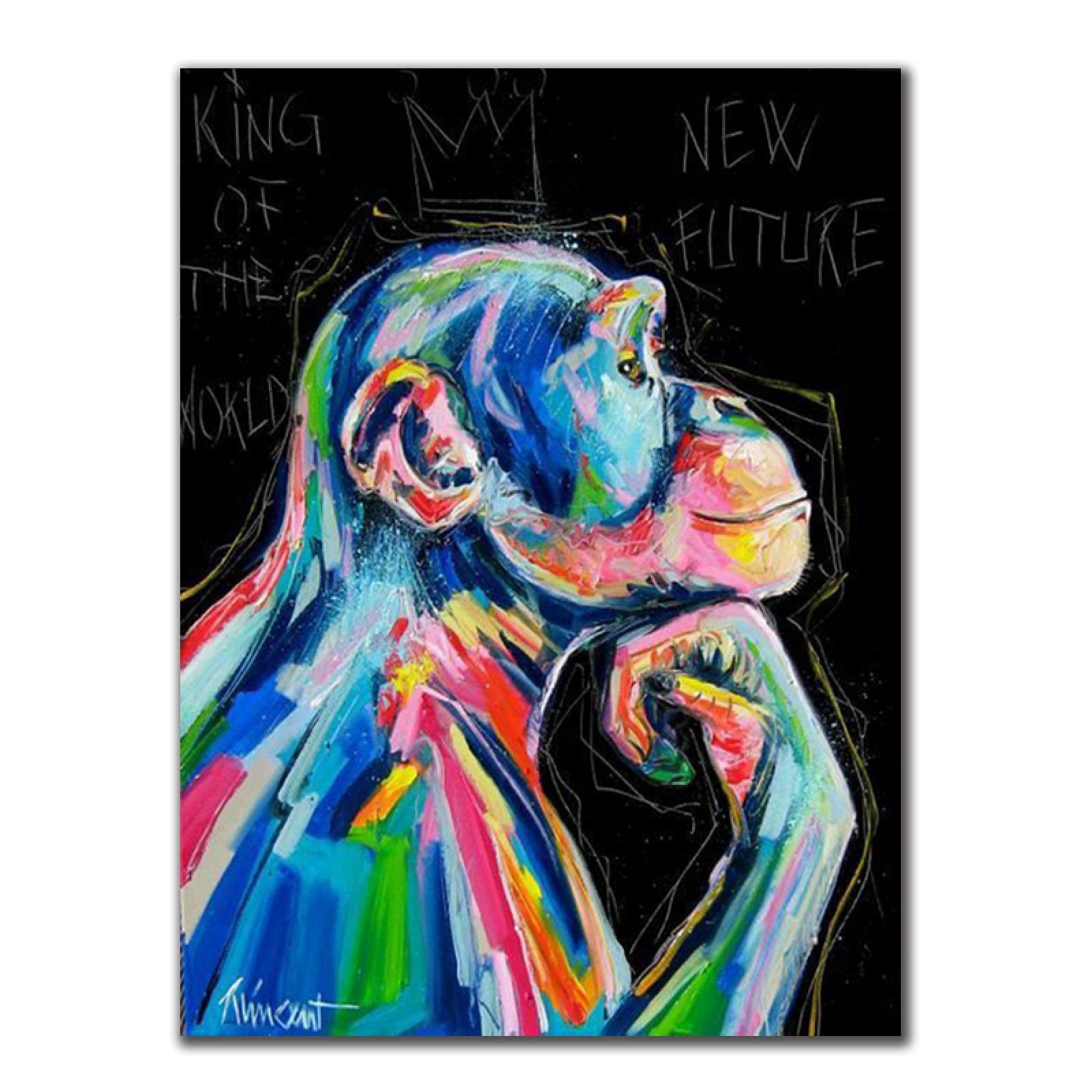 Amazon.co.jp: カラフルなオランウータンの絵画を考えているキャンバス