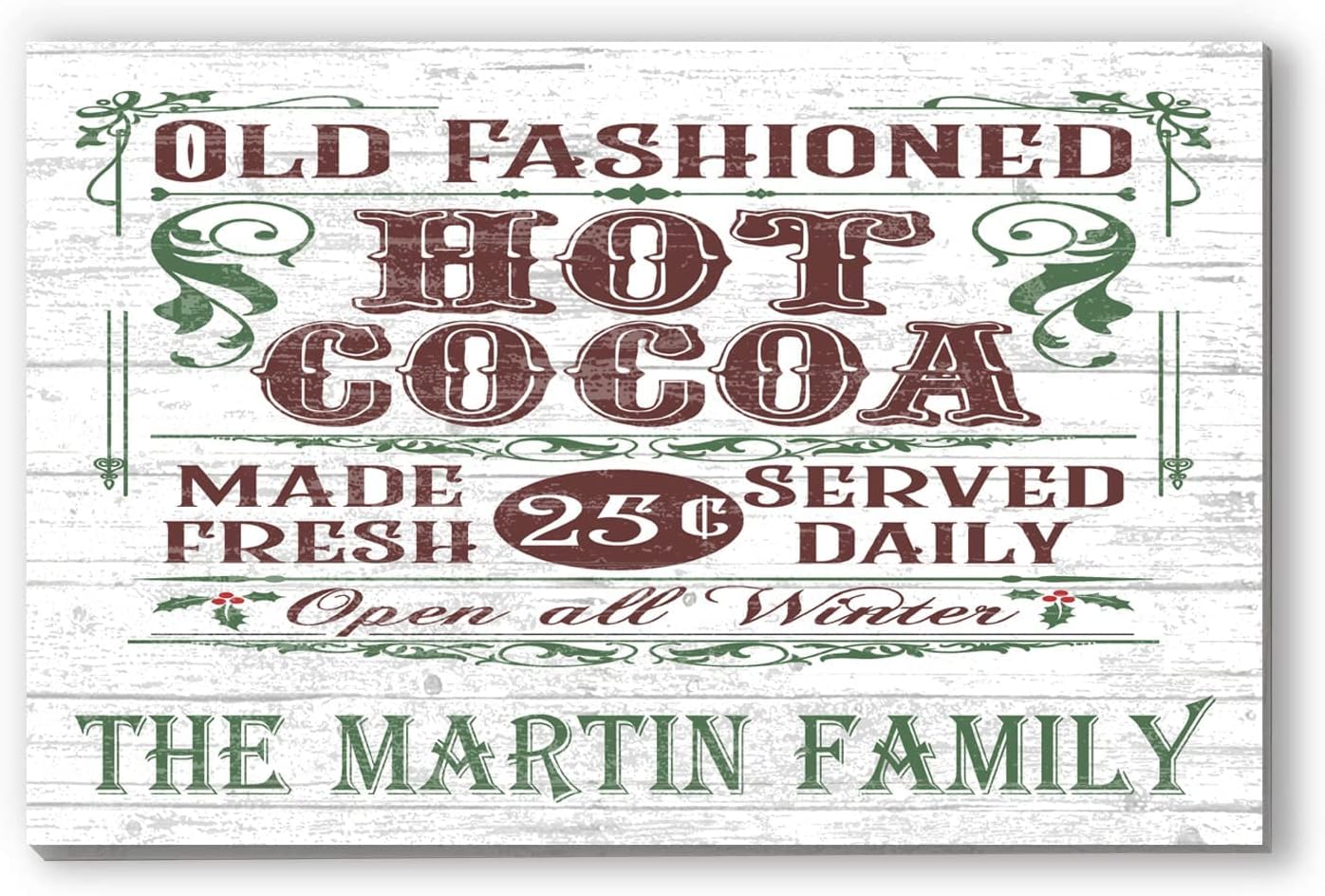 Old Fashioned Hot Cocoa Christmas Holiday Sign SOLID WOOD - Custom Rustic Vintage Style Holiday Decoration