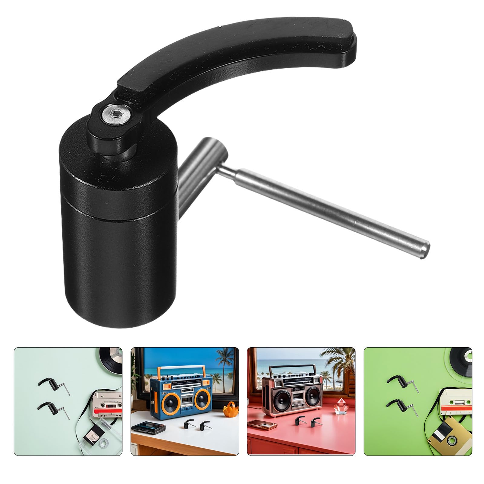 Sollevatore Automatico per Manutenzione Braccio Giradischi in Vinile per Nero Regolazione Altezza Design Compatto Protezione Disco