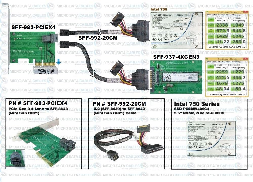 M.2 to U.2 SFF-8639 PCIe X4 GEN 3 Adapter - M.2 to U.2 Adapter for PCIe GEN 3 - High-Speed M.2 to U.2 Conversion Adapter for NVMe SSDs - Reliable Data Transfer and Performance