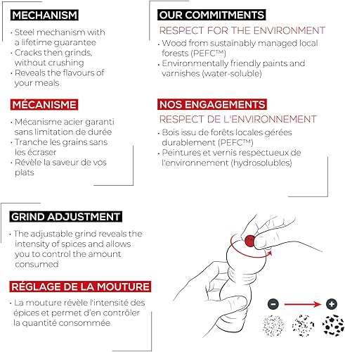 Miniatura 5 de Peugeot - Molinillo de sal manual Paris - Molinillo ajustable clásico - Madera de haya, natural