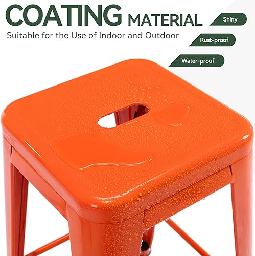 Miniatura 65 de Vogue Furniture Direct Taburetes de bar de metal de 24 pulgadas, taburetes de bar de altura de mostrador, taburetes apilables para interiores y