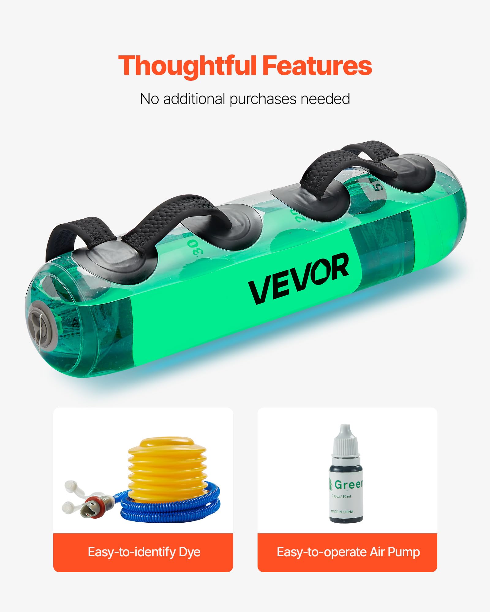 VEVOR Water Weights - Bolsa de agua grande para entrenamiento, estabilidad portátil ajustable y equipo de ejercicio de cuerpo completo, para entrenamiento de fuerza y equilibrio, ejercicio de gimnasio