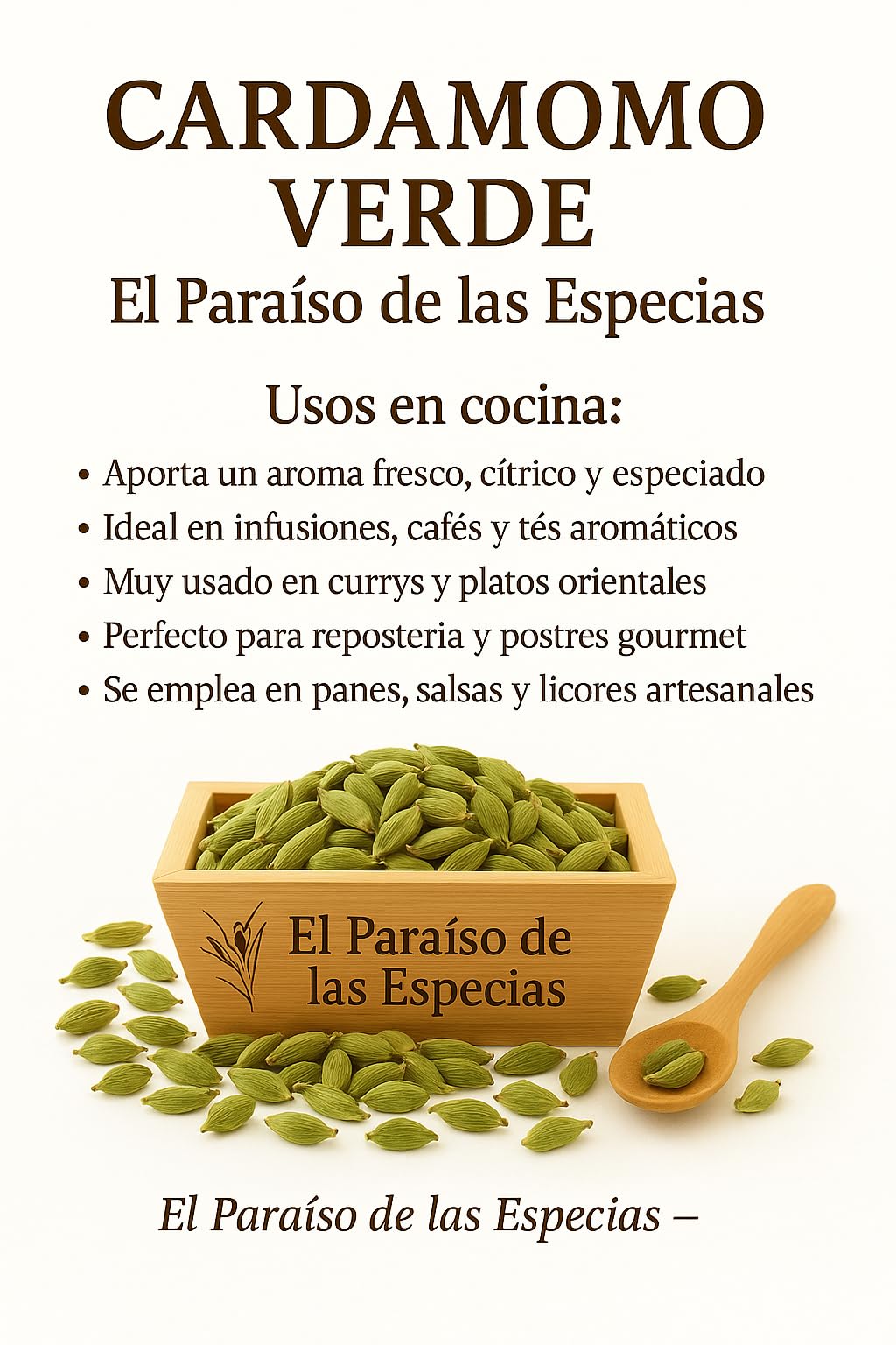 Cardamomo Grano 1000 gr - Cardamomo Semillas 100% Natural - Cardamomo verde 1 Kg