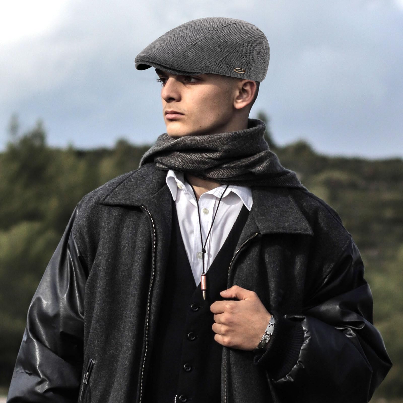 YAMEIZE Gorra Retro Flat Cap Cabbie Invierno Ajustable Newsboy Sombrero para Hombres Mujeres Ivy Cap Boina de Algodón de Moda Peaky Flat Cap Conducción