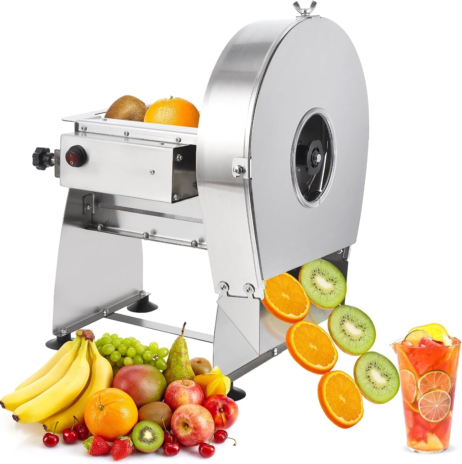 dainslef Electric Vegetable Slicer Commercial Fruit Slicer Machine Tomato er 0-10mm Thickness Adjustable Stainless Steel for Lemon Potato Onion Tomato