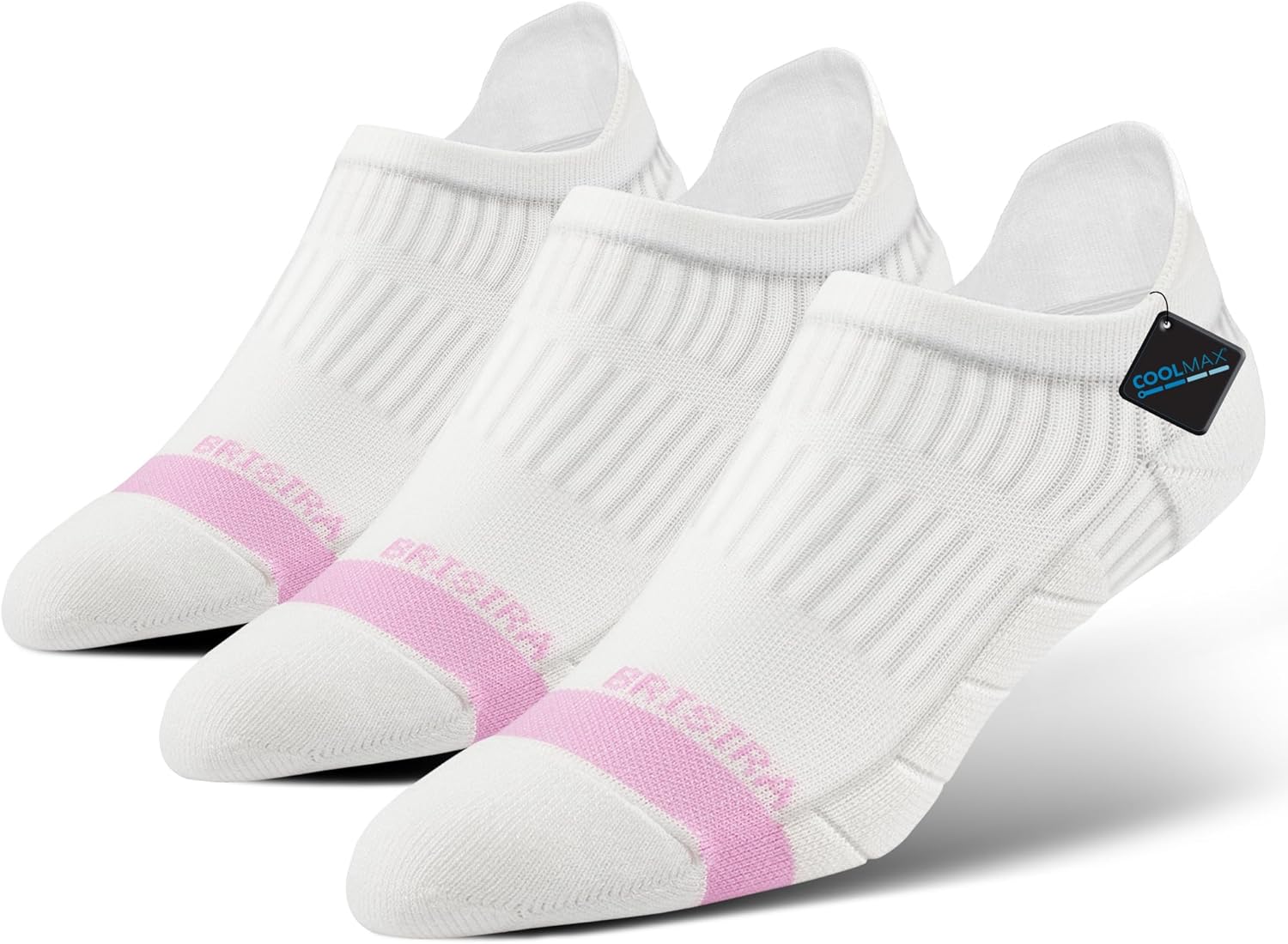BRISIRA Coolmax Bamboo Viscose Women Compression Running Ankle Socks No Show Athletic Wicking Thick Cushioned Arch Support